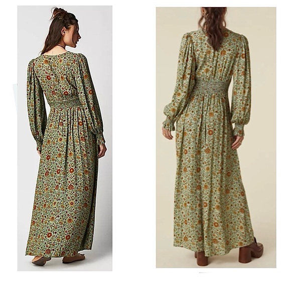 NWT! Spell x Free People "The Lady Untamed" Floral Gown in Matcha Med MSRP $289 - Picture 8 of 14